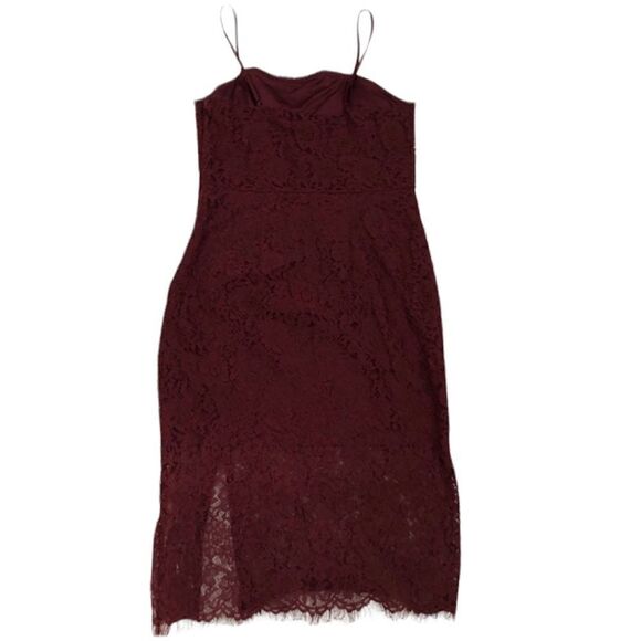 ✨ Express burgundy red Front Slit Lace Sheath Dress✨ - Picture 6 of 8